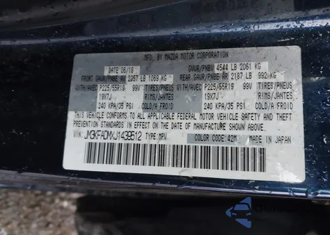 2018 Mazda Cx-5 Grand Touring из США, поврежденный, VIN JM3KFADMXJ1439512